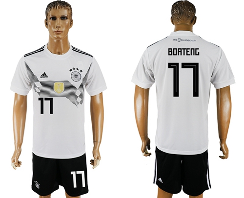 Germany #17 Boateng White Home Soccer Country Jersey